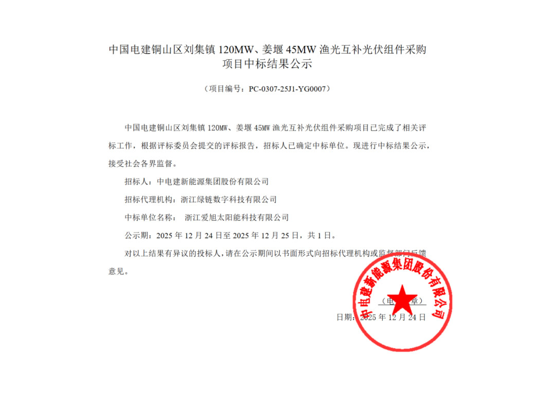 直流侧184MW！emc易倍ABC中标中国电建渔光互补项目